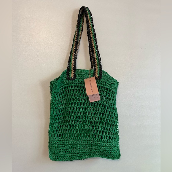 NWT E N EXPRESSIONS Woven Boho Tote Bag Vegan - Picture 1 of 13
